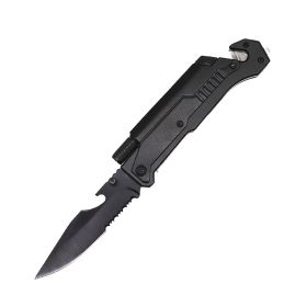 5N1 Survival Knife with LED Flashlight & Fire Starter (Color: Black)