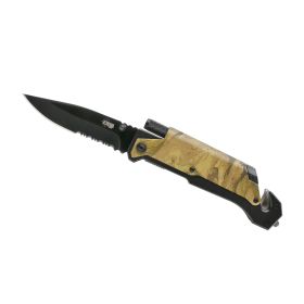 5N1 Survival Knife with LED Flashlight & Fire Starter (Color: Camo)